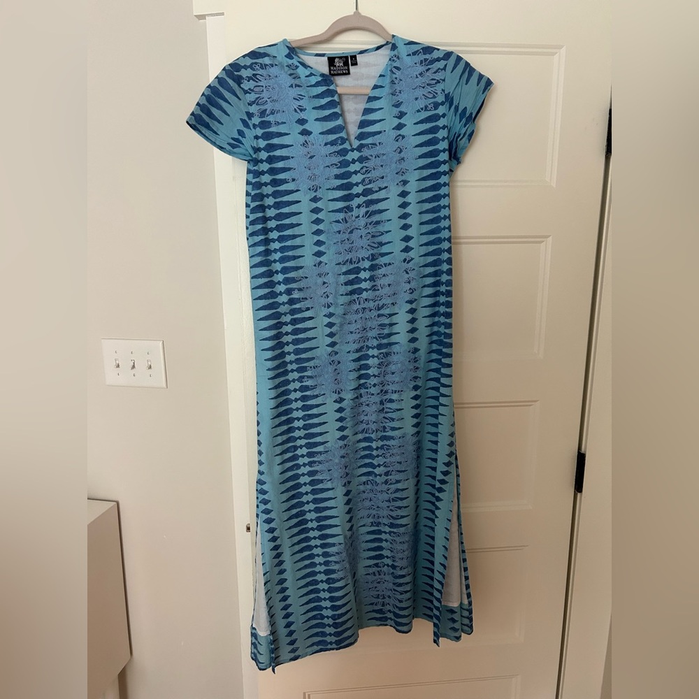 Chic Blue Patterned Maxi Dress